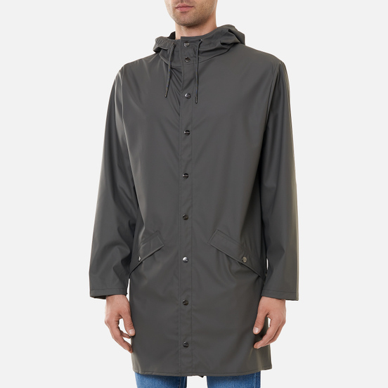Мужская куртка дождевик Rains Long Jacket Charcoal