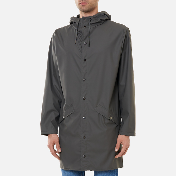 Мужская куртка дождевик RAINS, цвет серый, размер L-XL 1202-18 Long Jacket - фото 3