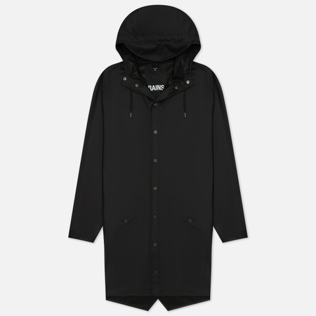 Мужская куртка дождевик RAINS Classic Long Hooded, цвет чёрный, размер S