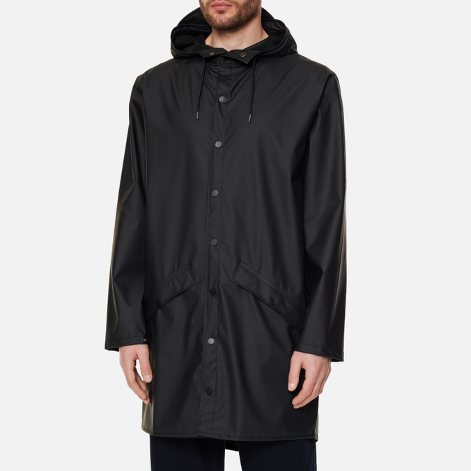 Мужская куртка дождевик RAINS, цвет чёрный, размер S 12020-01 Classic Long Hooded - фото 3