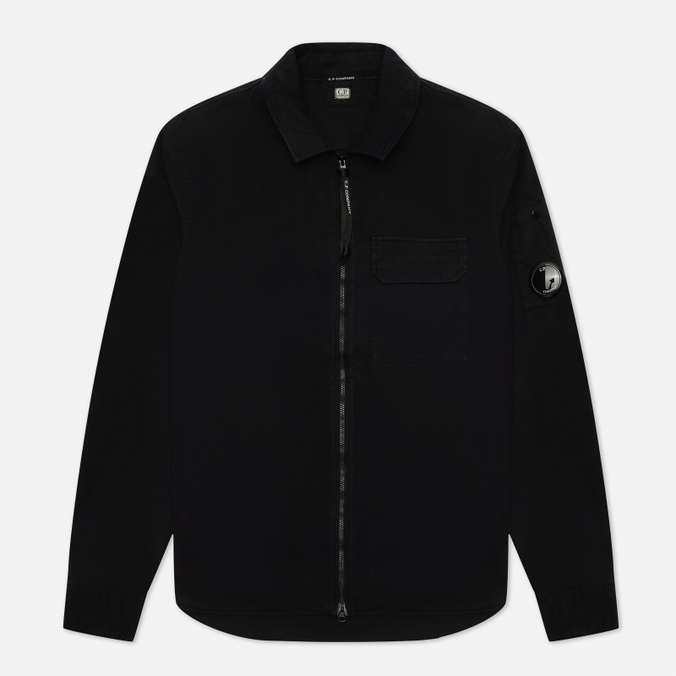 Мужская рубашка C.P. Company, цвет чёрный, размер M 12CMSH087A002824G 999 Emerized Gabardine Zipped - фото 1