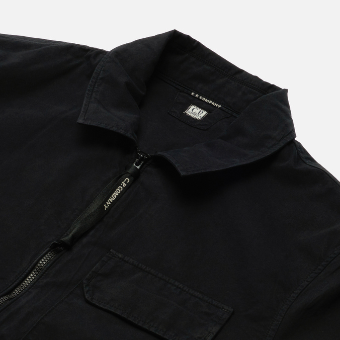 Мужская рубашка C.P. Company, цвет чёрный, размер M 12CMSH087A002824G 999 Emerized Gabardine Zipped - фото 2