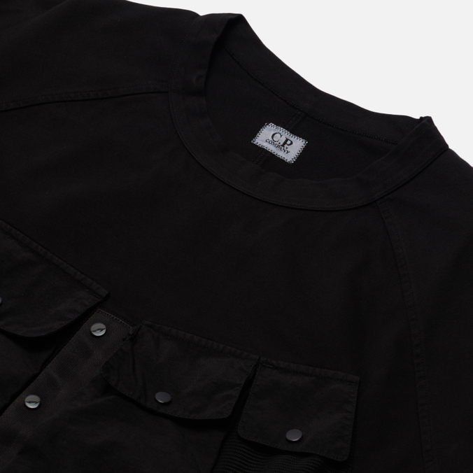 Мужская толстовка C.P. Company, цвет чёрный, размер M 12CMSS181A006059M 999 Heavy Jersey Mixed Garment Dyed - фото 2