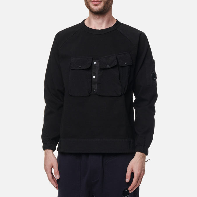 Мужская толстовка C.P. Company, цвет чёрный, размер M 12CMSS181A006059M 999 Heavy Jersey Mixed Garment Dyed - фото 4