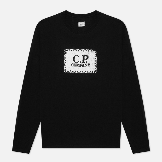Мужской лонгслив C.P. Company, цвет чёрный, размер M 12CMTS043A005100W 999 Jersey Label - фото 1