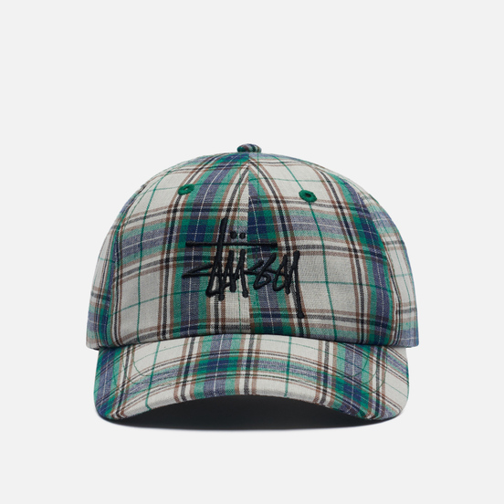 Кепка Stussy Madras Plaid Big Logo Low Pro Green