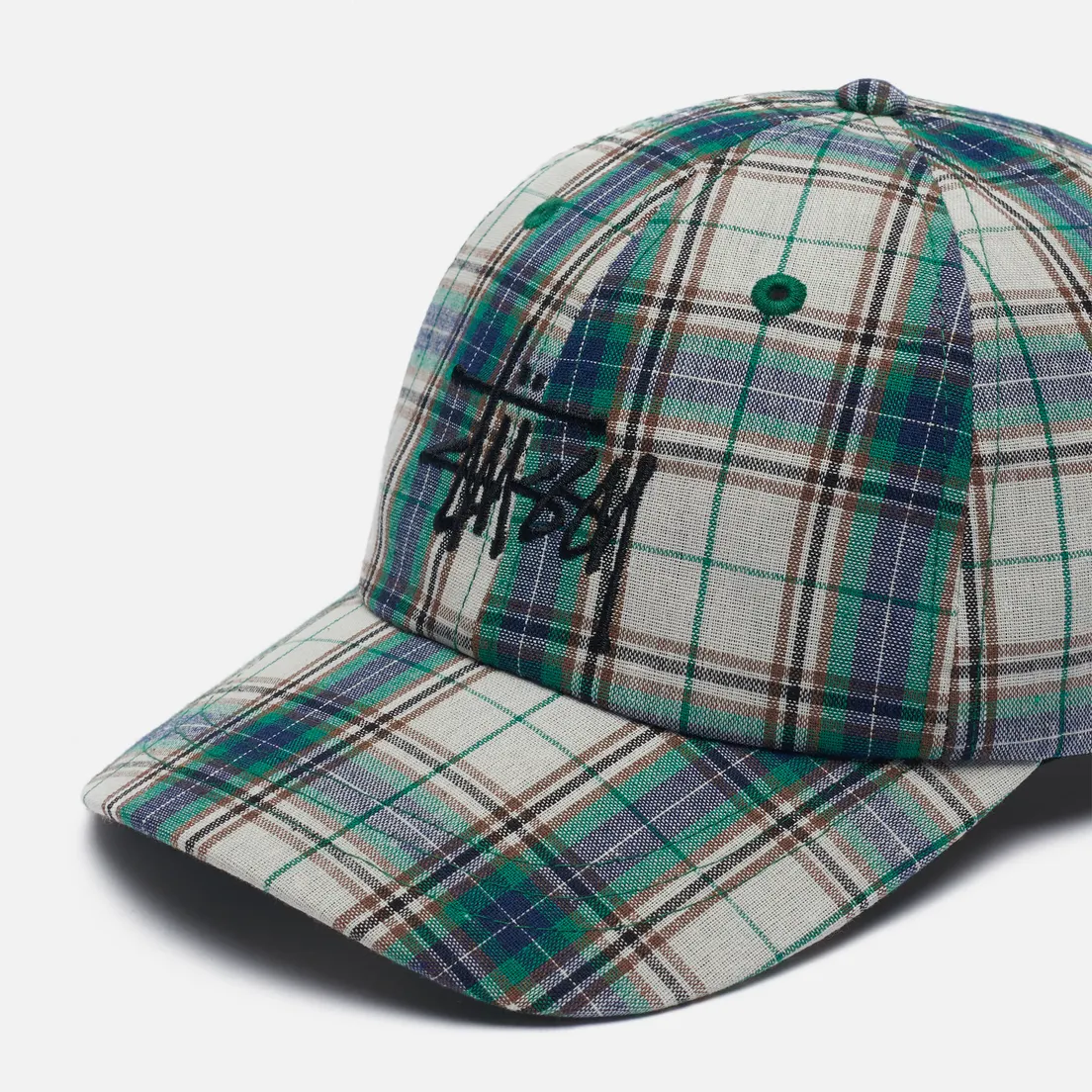Stussy Кепка Madras Plaid Big Logo Low Pro