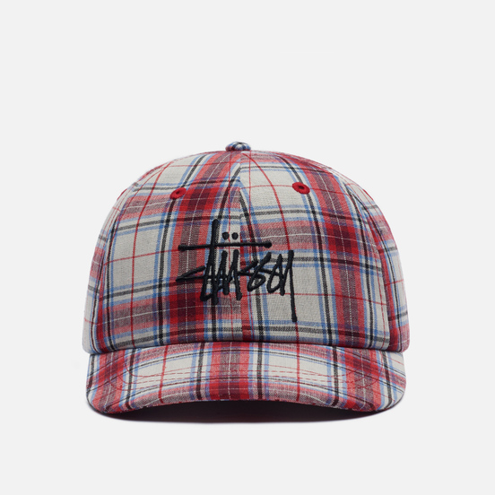 Кепка Stussy Madras Plaid Big Logo Low Pro Red