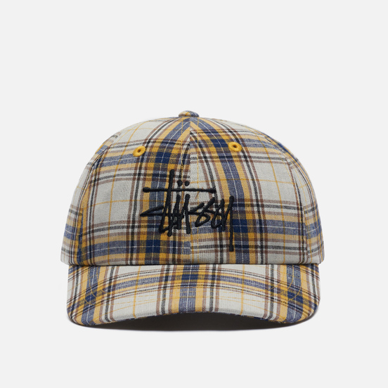 Кепка Stussy Madras Plaid Big Logo Low Pro Yellow
