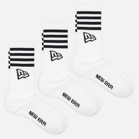 Комплект носков New Era Stripe Crew 3-Pack, цвет белый, размер 39-42 EU