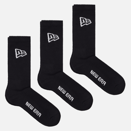 Комплект носков New Era Flag Crew 3-Pack, цвет чёрный, размер 43-46 EU