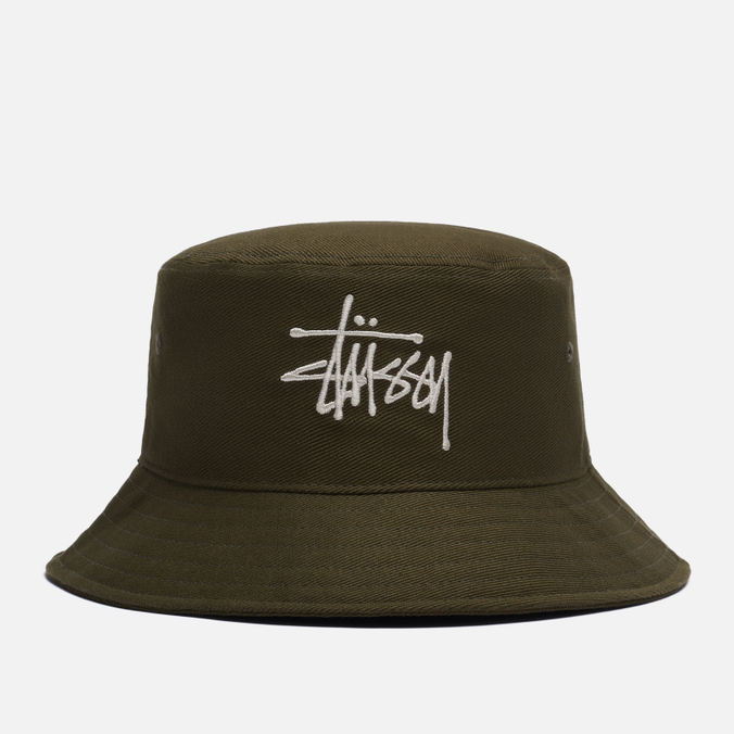 Панама Stussy Big Logo Twill, цвет оливковый