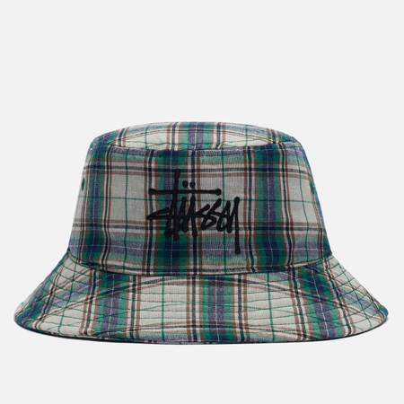 Панама Stussy Madras Plaid Big Logo, цвет зелёный, размер L-XL