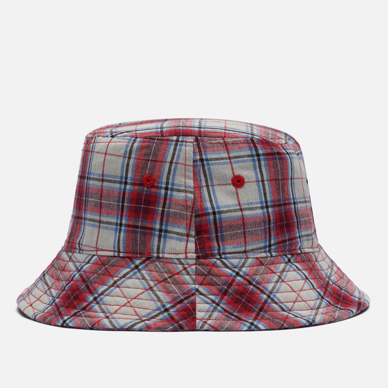 Панама Stussy Madras Plaid Big Logo Red