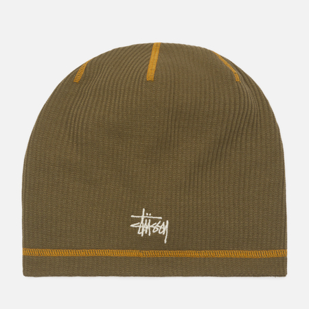 Шапка Stussy Skullcap Waffle, цвет оливковый