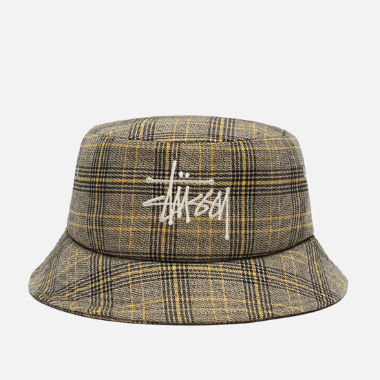 Панама Stussy Big Logo Plaid Off White