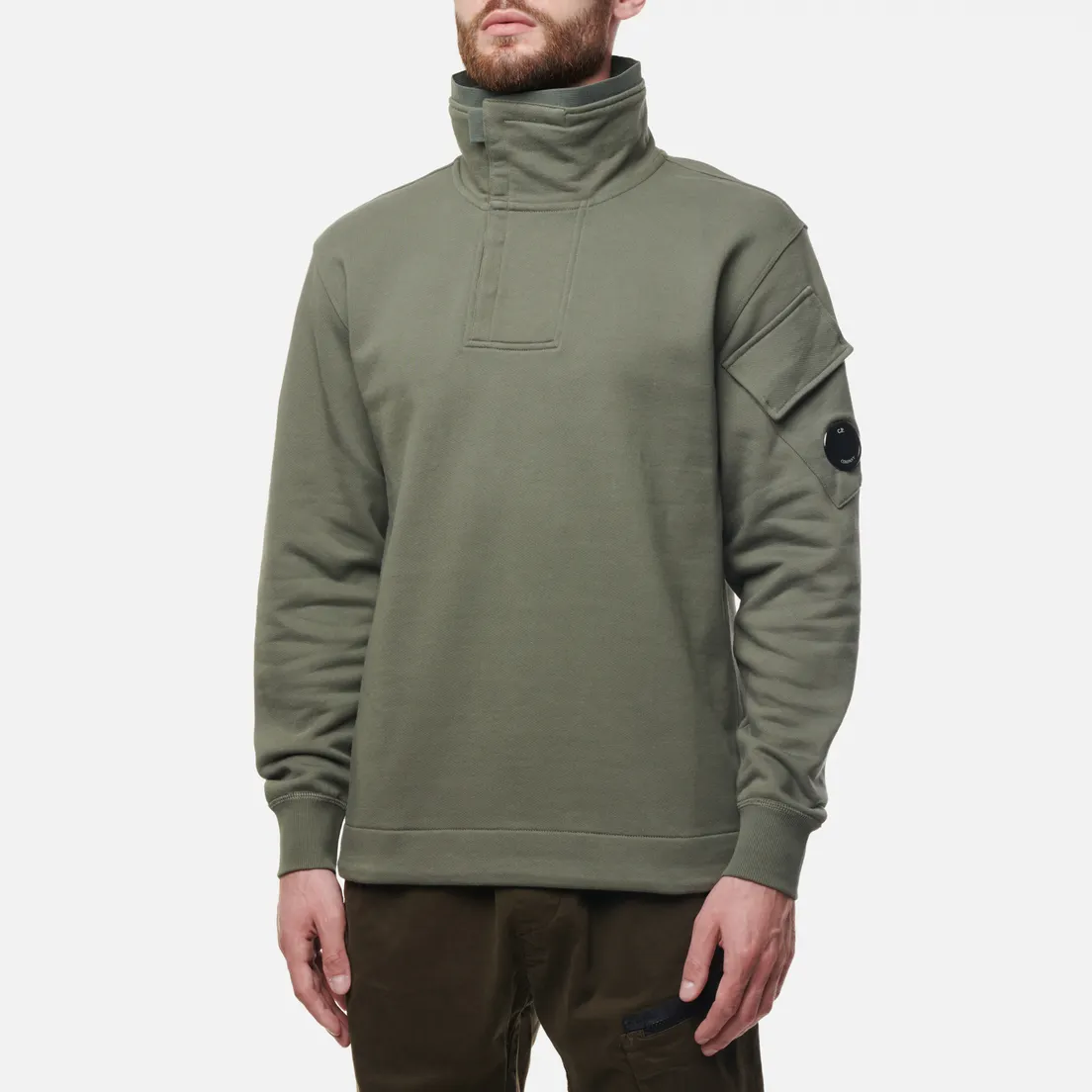 C.P. Company Мужская толстовка Diagonal Raised Fleece Stand Up Collar Neck