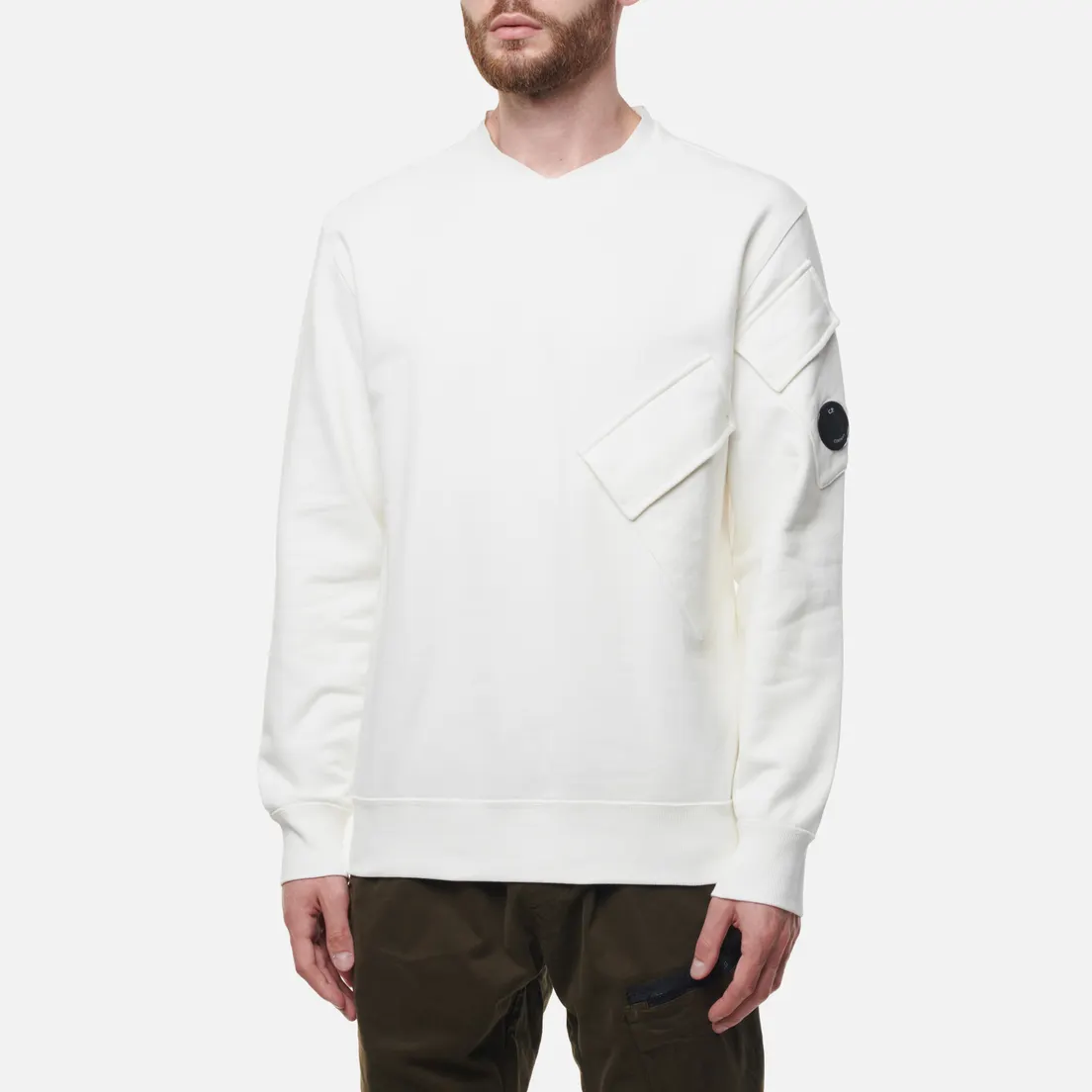 C.P. Company Мужская толстовка Diagonal Raised Fleece Split Neck Line