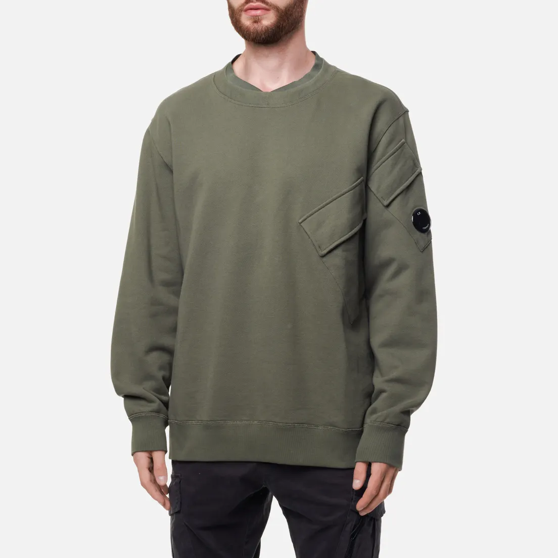 C.P. Company Мужская толстовка Diagonal Raised Fleece Split Neck Line