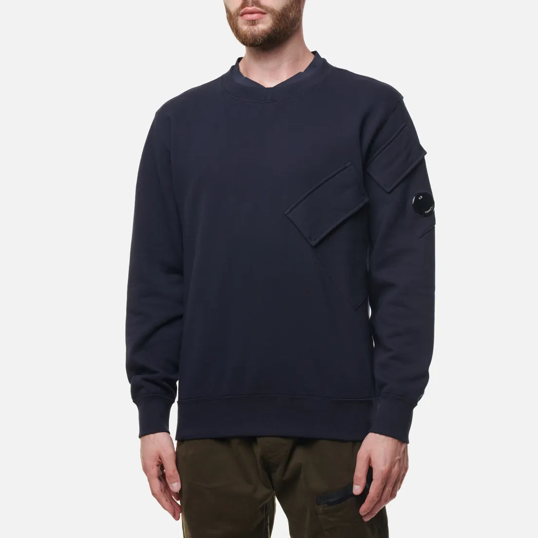 C.P. Company Мужская толстовка Diagonal Raised Fleece Split Neck Line