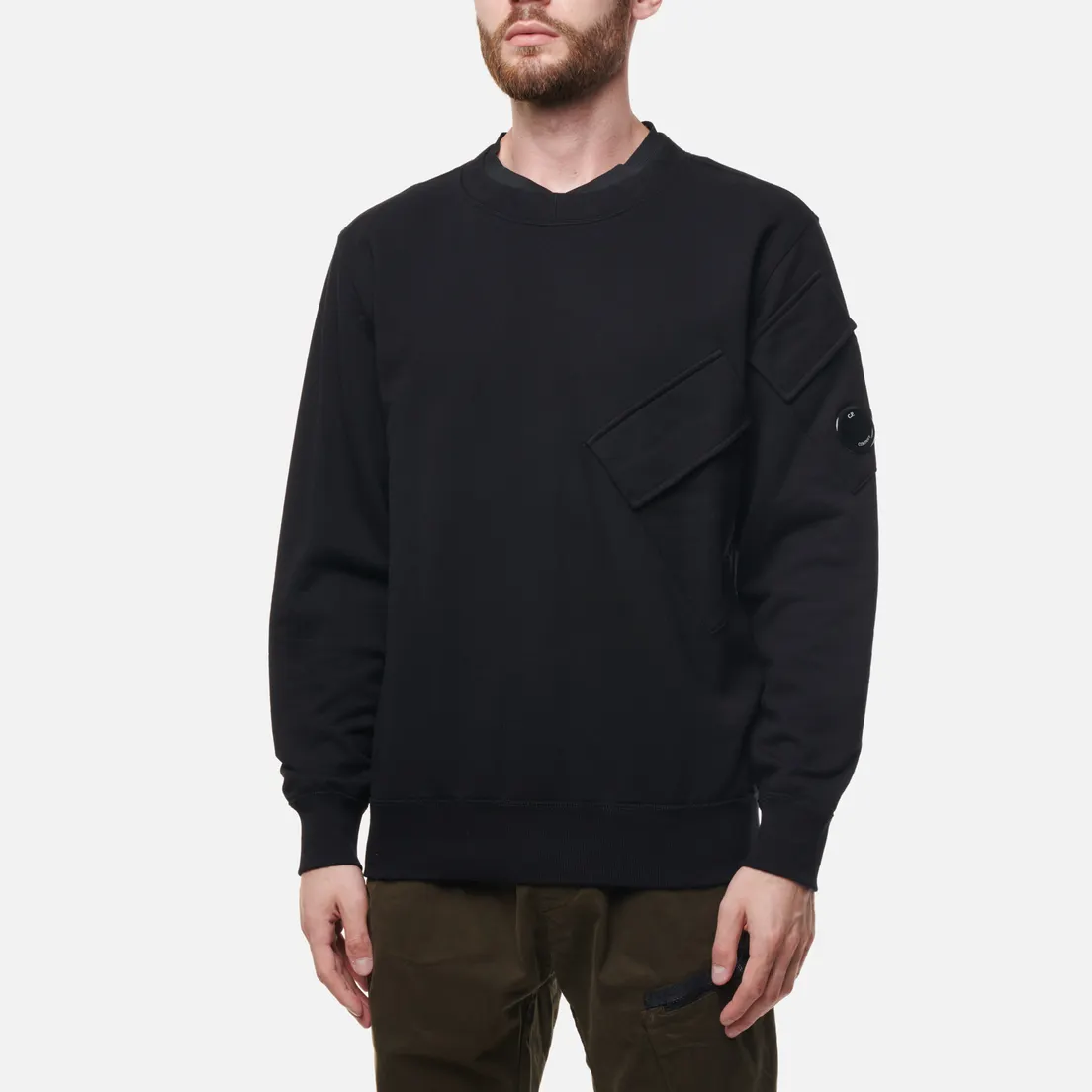 C.P. Company Мужская толстовка Diagonal Raised Fleece Split Neck Line