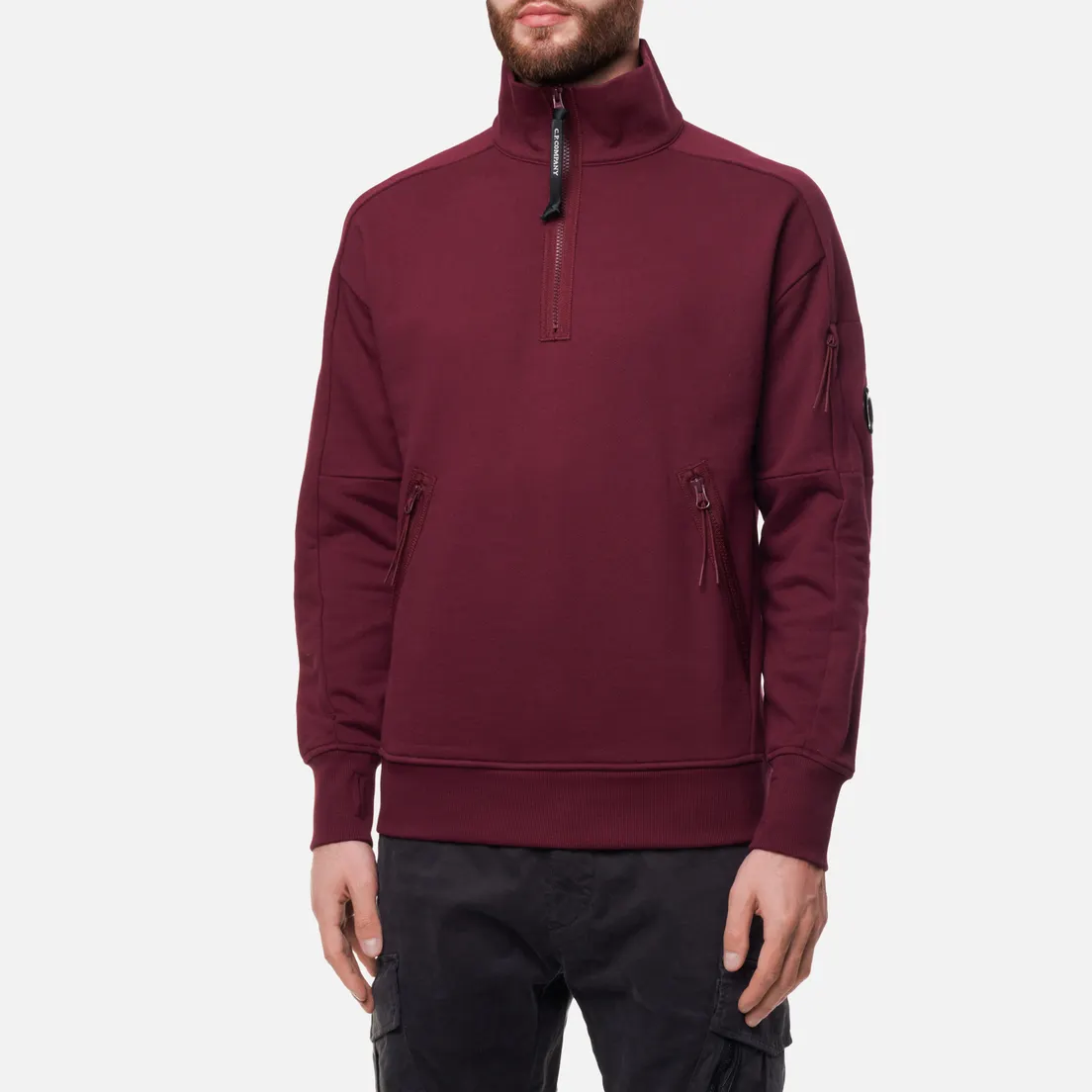 C.P. Company Мужская толстовка Diagonal Raised Fleece Half-Zip Neck