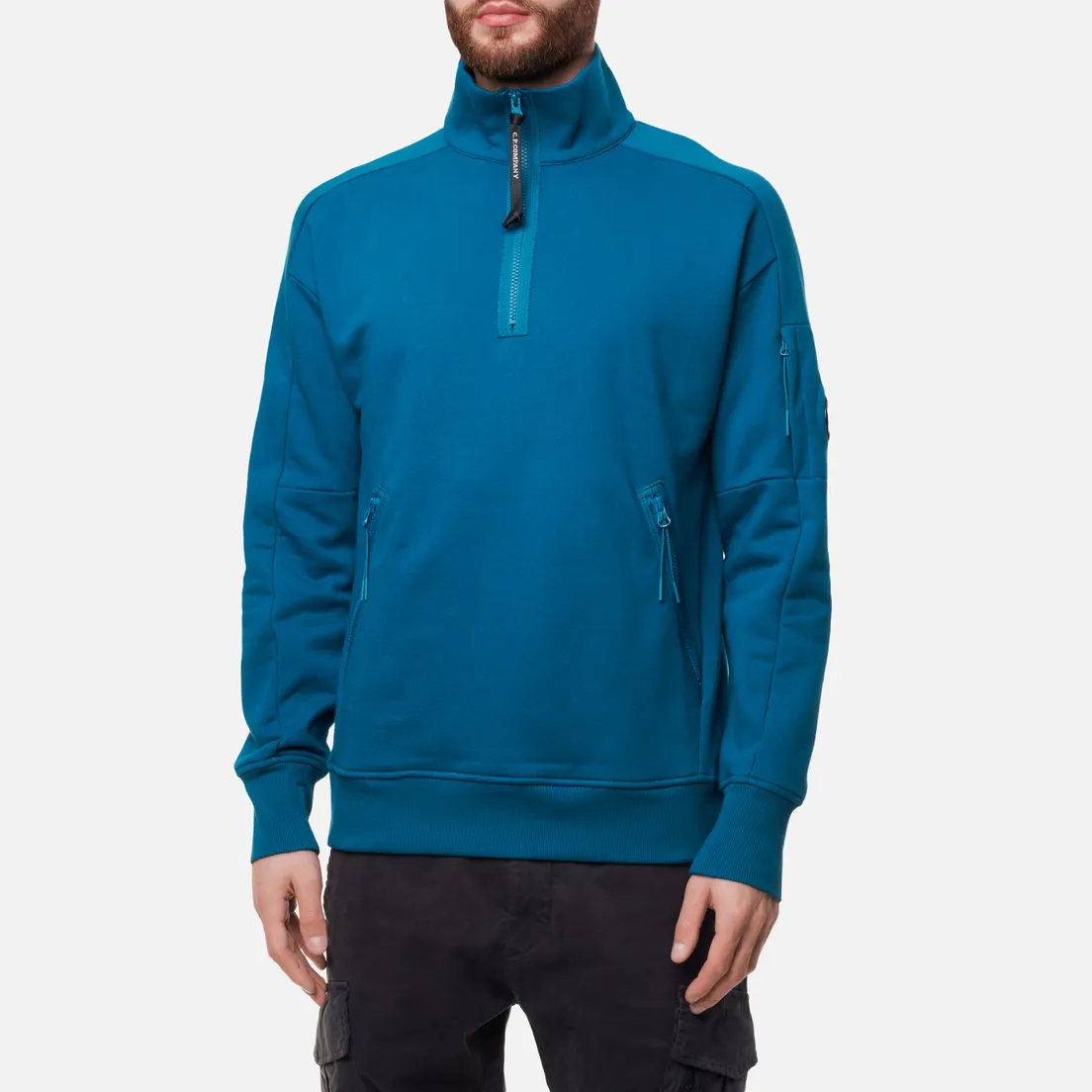 C.P. Company Мужская толстовка Diagonal Raised Fleece Half-Zip Neck