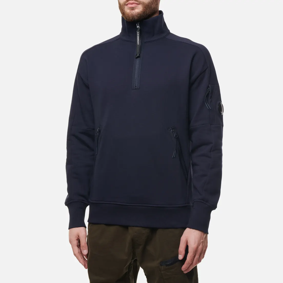 C.P. Company Мужская толстовка Diagonal Raised Fleece Half-Zip Neck