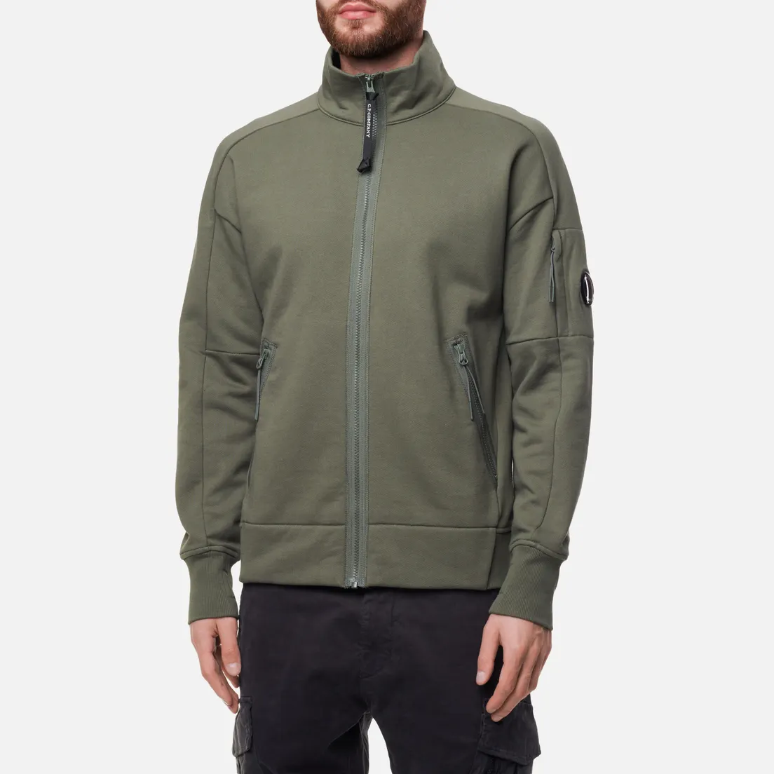 C.P. Company Мужская толстовка Diagonal Raised Fleece Zip Stand Up Collar Neck