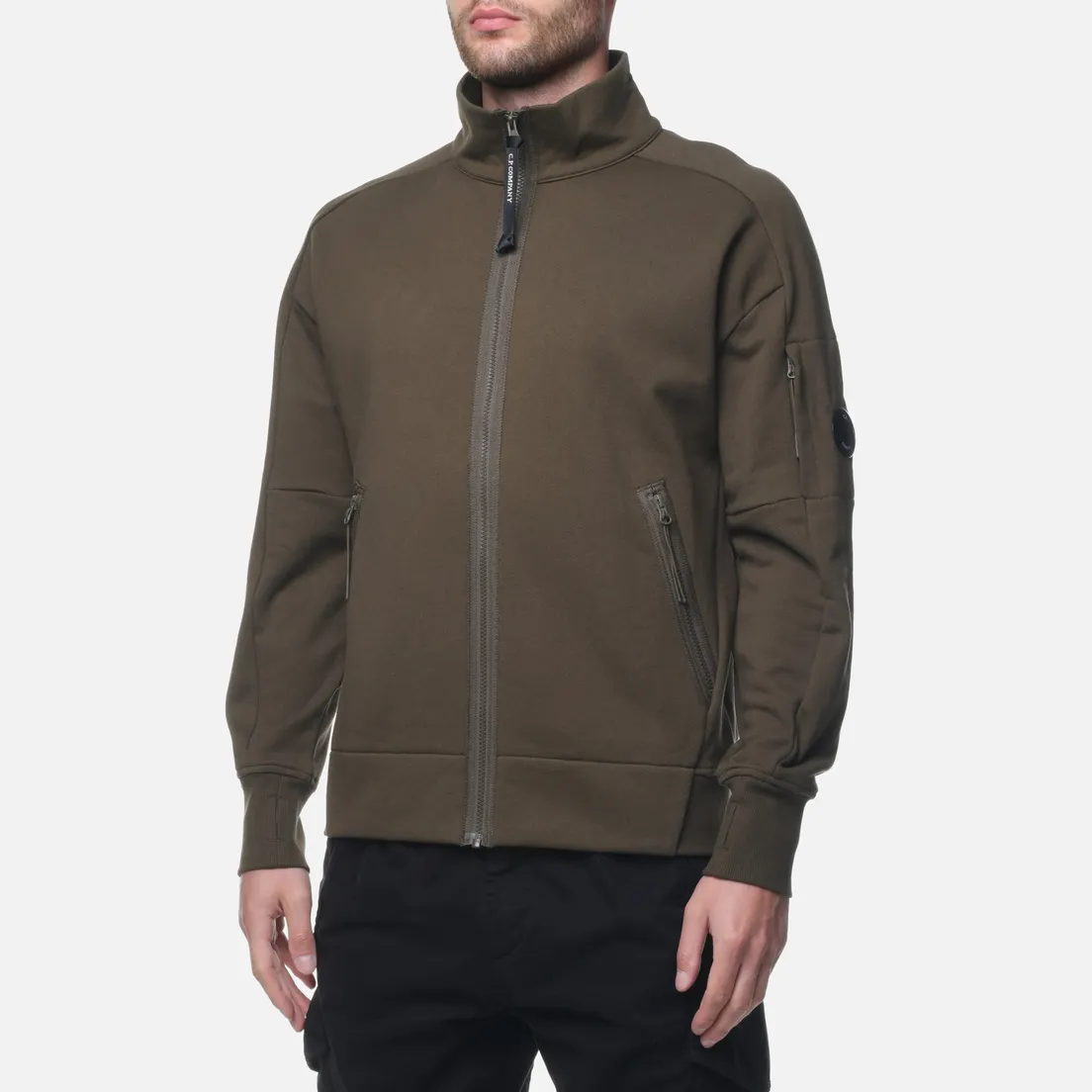 C.P. Company Мужская толстовка Diagonal Raised Fleece Zip Stand Up Collar Neck