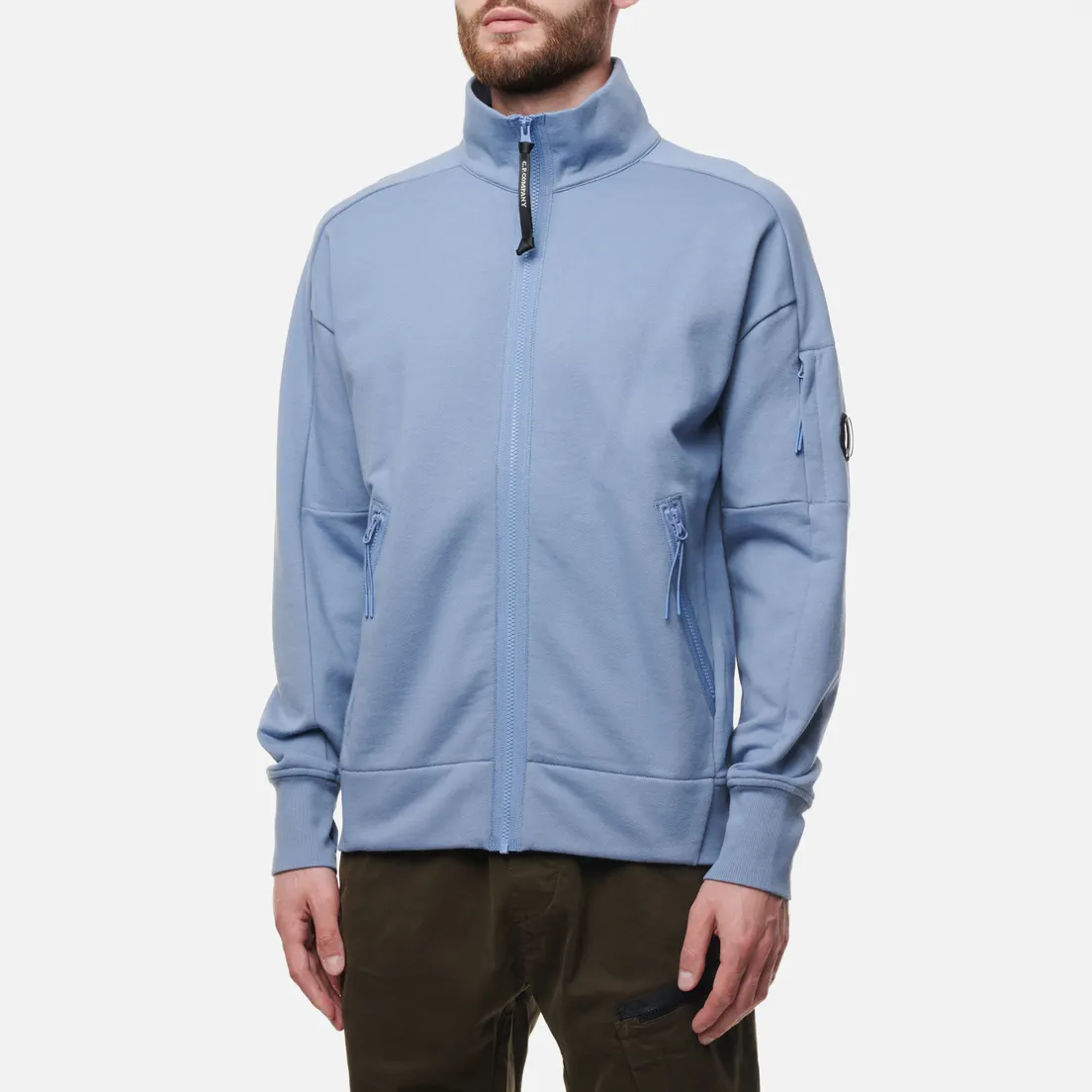 C.P. Company Мужская толстовка Diagonal Raised Fleece Zip Stand Up Collar Neck