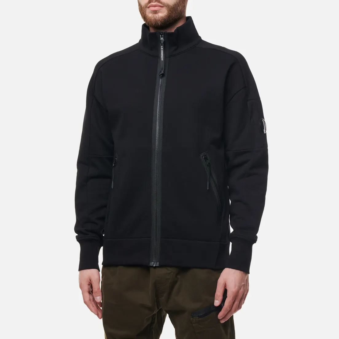 C.P. Company Мужская толстовка Diagonal Raised Fleece Zip Stand Up Collar Neck