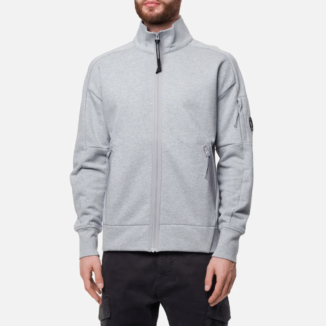 C.P. Company Мужская толстовка Diagonal Raised Fleece Zip Stand Up Collar Neck