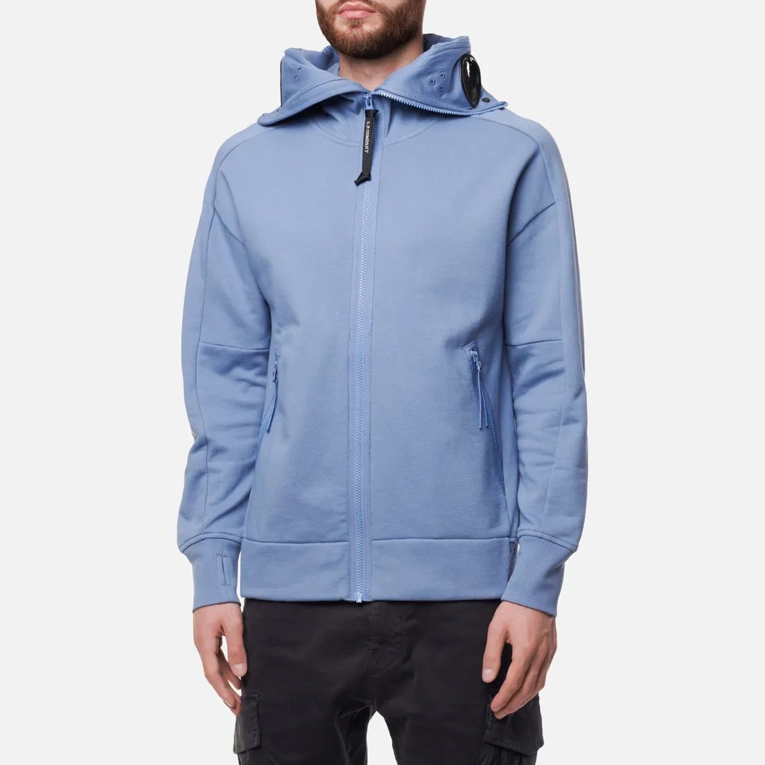 C.P. Company Мужская толстовка Diagonal Raised Fleece Zip Explorer Goggle Hoodie