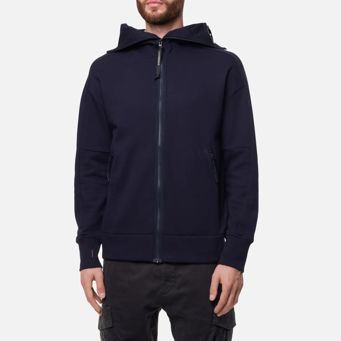 C.P. Company Мужская толстовка Diagonal Raised Fleece Zip Explorer Goggle Hoodie