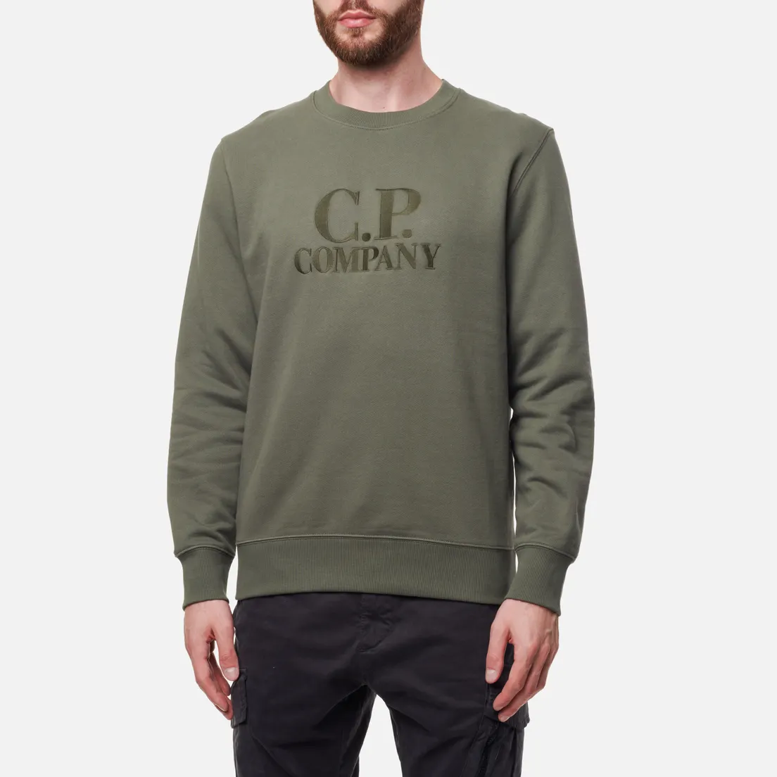 C.P. Company Мужская толстовка Diagonal Raised Fleece Oversized Logo Crew Neck