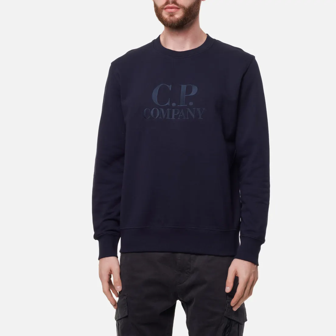 C.P. Company Мужская толстовка Diagonal Raised Fleece Oversized Logo Crew Neck