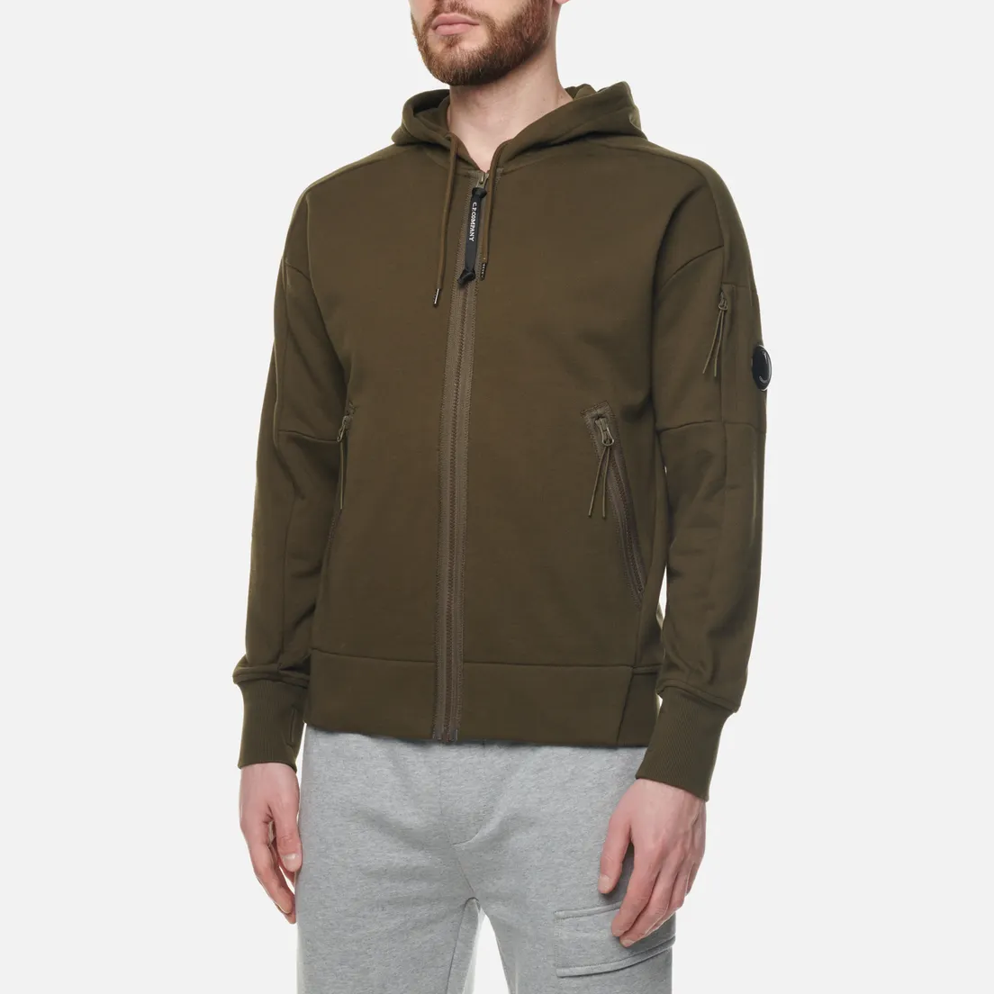 C.P. Company Мужская толстовка Zipped Hoodie Diagonal Raised Fleece