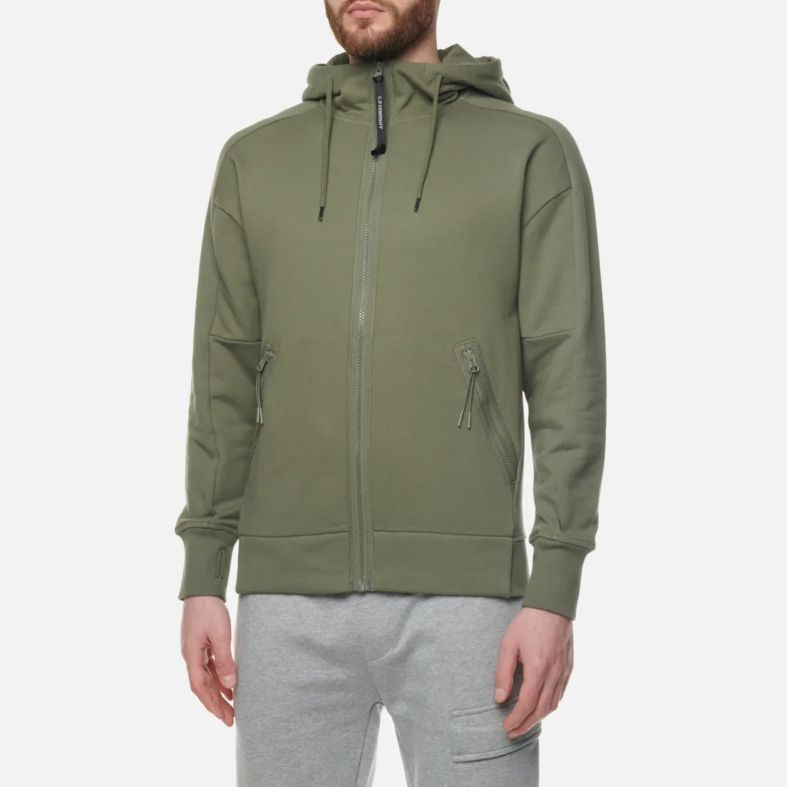 C.P. Company Мужская толстовка Goggle Zipped Hoodie Diagonal Raised Fleece
