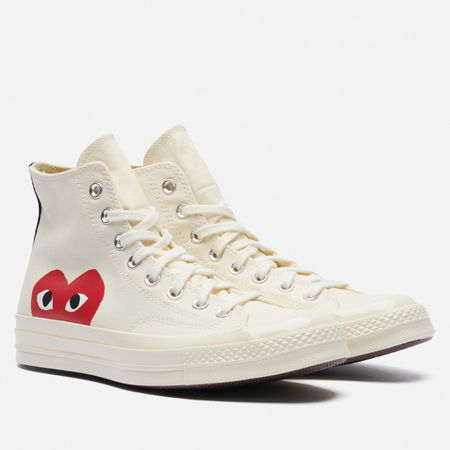 фото Кеды converse x comme des garcons play chuck 70 hi, цвет бежевый, размер 37.5 eu