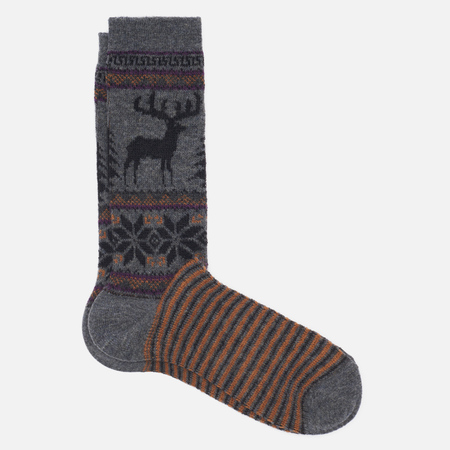 фото Носки anonymous ism wool deer snow jacquard crew, цвет серый, размер 41-44 eu