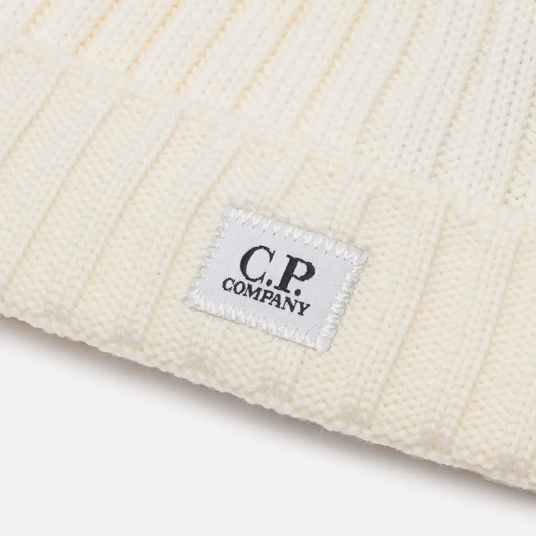 C.P. Company Шапка Extrafine Merino Wool Logo Ribbed