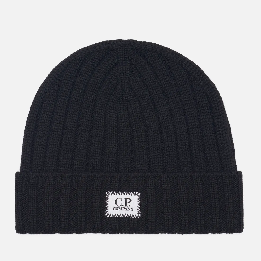 C.P. Company Шапка Extrafine Merino Wool Logo Ribbed