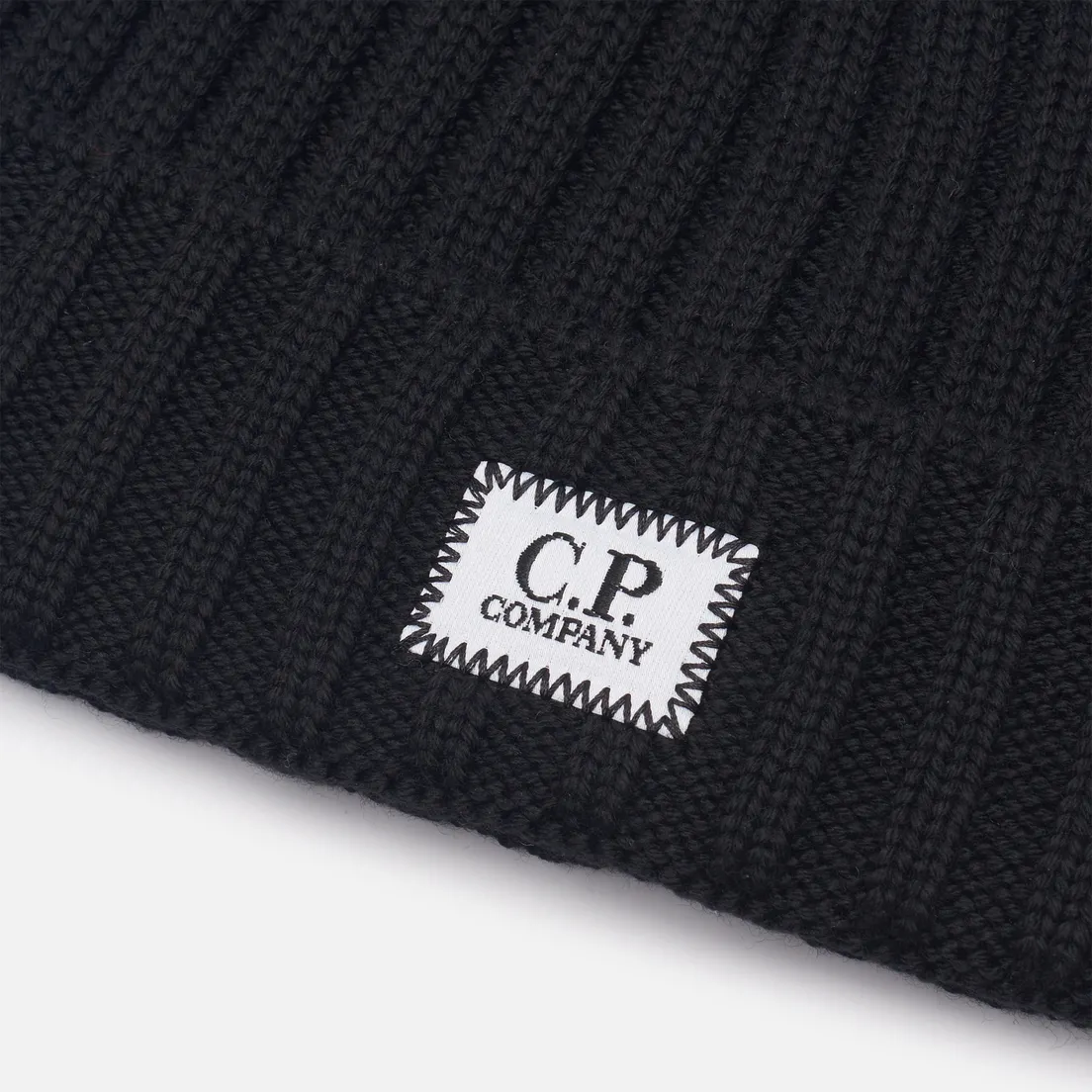C.P. Company Шапка Extrafine Merino Wool Logo Ribbed