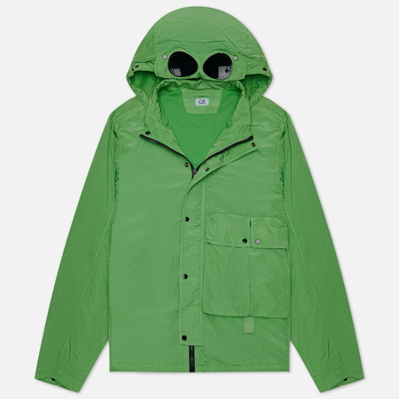 фото Мужская куртка ветровка c.p. company chrome-r goggle overshirt lens, цвет зелёный, размер s