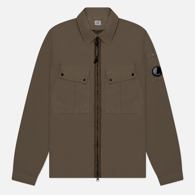 Мужская куртка ветровка C.P. Company Flatt Nylon Zipped, цвет оливковый