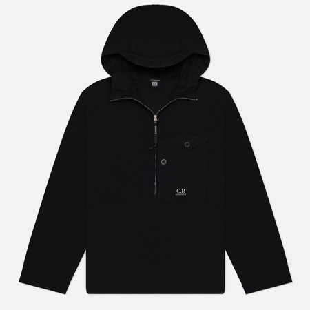 фото Мужская куртка анорак c.p. company gabardine utility, цвет чёрный, размер s