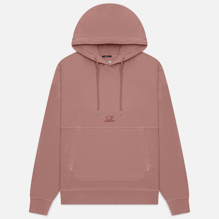 фото Мужская толстовка c.p. company brushed & emerized diagonal fleece logo resist dyed, цвет коричневый, размер s