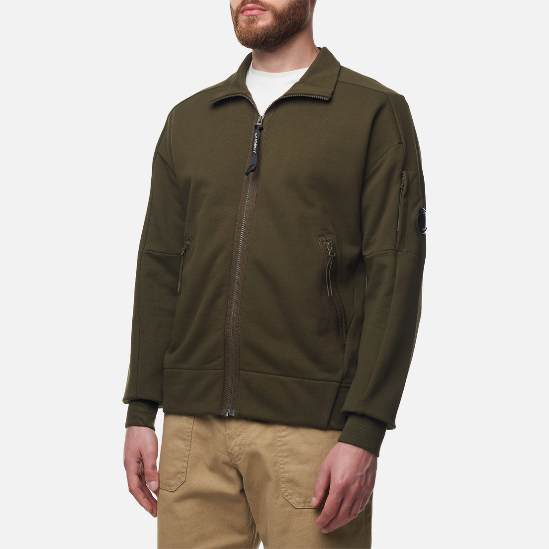 C.P. Company Мужская толстовка Diagonal Raised Fleece Zipped Ribbed
