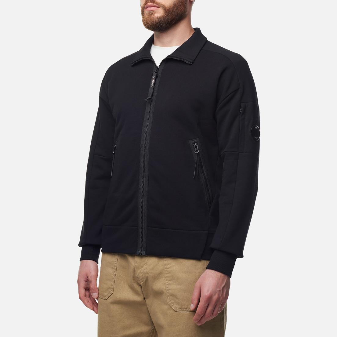 C.P. Company Мужская толстовка Diagonal Raised Fleece Zipped Ribbed
